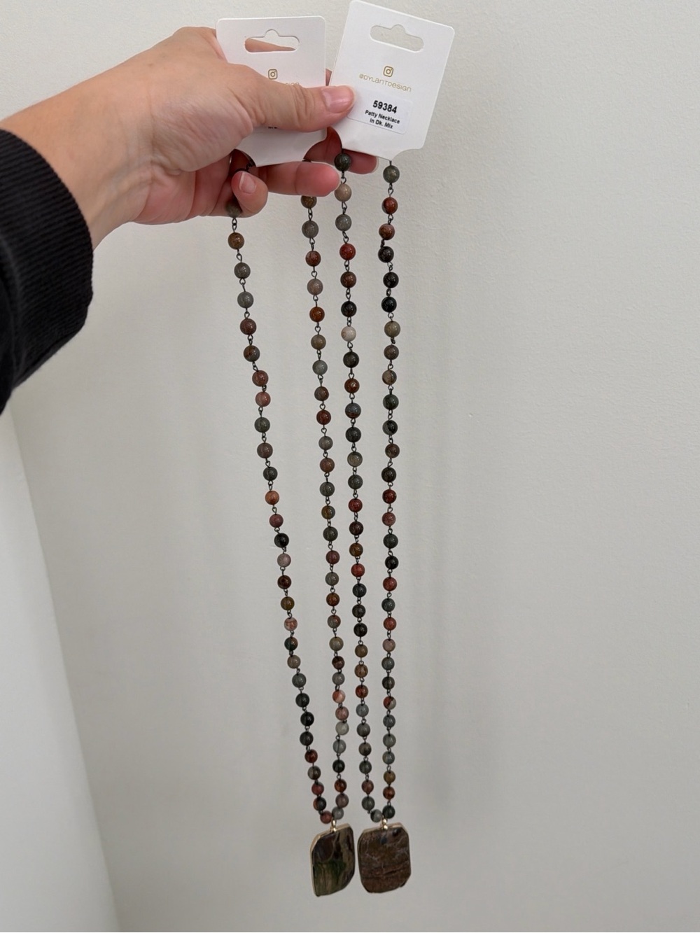Dylan Jewelry Patty Dark Mix Mixed Stone Beaded Pendant Necklace NWT